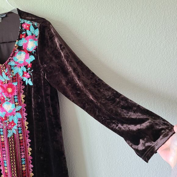 Velvet Embroidered Boho Women Dress Size Small   Festival Hippie Indie Andree - Picture 4 of 12